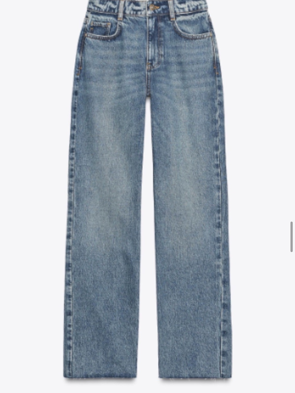 Zara High-Rise Straight Leg Jeans - Light Blue
